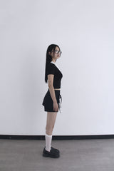 U-neck Layered Collar Crop T-shirt