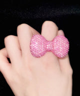 pink ribbon cubic ring