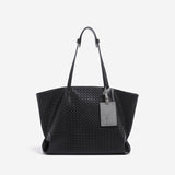 Woven Texture Large Square Tote Bag with Pouch