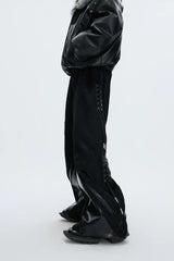 Deconstructed Wide Leg Wool Pants