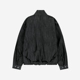 Metal Denim Bomber Jacket / Black