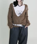 Kibet Heart Vintage Printed Long Sleeve T-Shirt