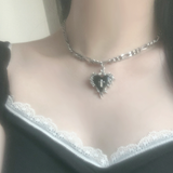 Toani Black Heart Chain Necklace