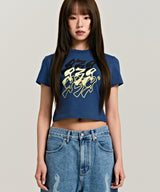 939 SMASHED LOGO CROP TOP (NAVY)