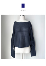  Bohemian damage crop long sleeve knit (5 colors)