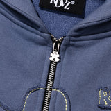 GRADATION SYMBOL PATCH HOODIE ZIP UP
 - BLUE GREY