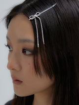  CANDY STONE LONG BOW HAIR CLIP SET (5 COLOR)