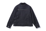 Zipper Trucker Denim Jacket (Deep Blue)