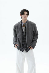 Layered Look Plaid Knit Cardigan