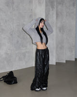 leather cargo string jogger wide pants
