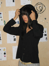 SNAP HOODIE SHIRT (BLACK)