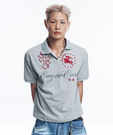 ホース エンブレム エンブロイダリー カラー Tシャツ - グレー
