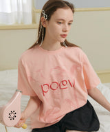 Flower Letter Oversized T-Shirt - Apricot