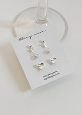 [3 set] flower heart earring set / simple, lovely, pointy, daily, spring, summer flower