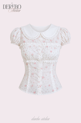 Peter Pan Floral Short-Sleeve Blouse 