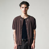 filigree half sleeve summer cardigan brown