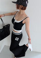 Number Lettering Color Banding Long Skirt