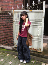 [unisex] Bene Nylon Cargo Parachute Banding Wide Pants
