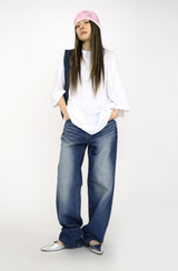 (UNISEX)ivory boxy T