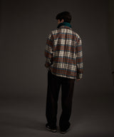 COZY HAIRY CHECK JACKET NAVY
