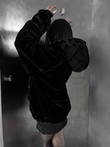 mink fur two-way hooded zip-up (2color)