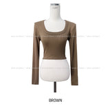 Bit Deep U-Neck Ribbed Crop Long Sleeve