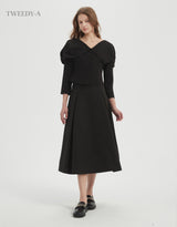 May pintuck flare long skirt