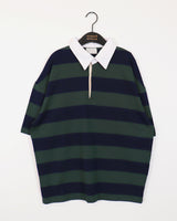 Was Bubble Gum Stripe Collar Short Sleeve T-shirt