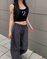 (Unisex) ボタンナイロンパンツ