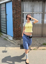 OVERLAP HALTER TEE
