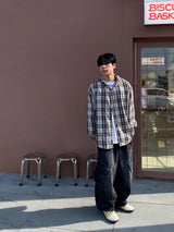 Washing diagonal balloon cargo denim pants 2C