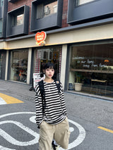 ストライプルースリネンTシャツ
