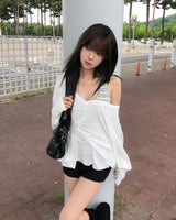 Beats Two-Button Deep V-Neck Long Sleeve