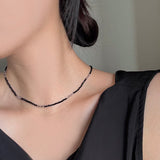 [2 color] mini bead crystal necklace choker / simple daily black white