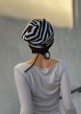 STRIPE SHIRRING LOOSE BEANIE