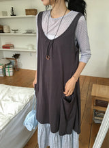 Nife Pocket Flare Sleeveless One Piece