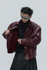 オステッチレザーリネッドパッファージャケット