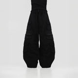 HIERARCHY STUDIOS Unsolved - Black Cargo Baggy Longpants