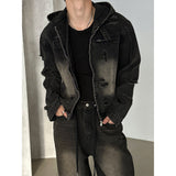 [Unisex] Destroyed denim hood jacket(2color)