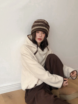 Hairy Multi Border Knit Beanie (2color)