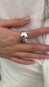 Silver ball shape open ring