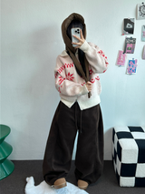 フリース🩷サイドピンタックロングワイドオーバーパンツ 💙🤎🩷🩶🖤5COLOR