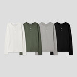 Overlock Henley Neck Knit Long Sleeve 4C