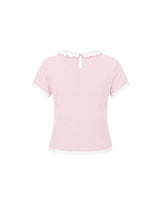 セリーパールフリルリンガーハーフTシャツ ピンク