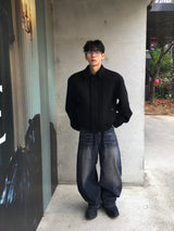 ミニットピーチフリースワイドデニムパンツ
