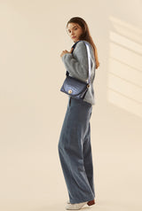 ISLE MINI CROC ショルダーレザーバッグ / Wani Navy