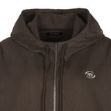 LAYERED STRING HOODIE ZIP-UP [BROWN]