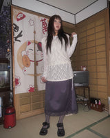 (3color) Silky Lace Long Skirt