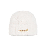 VARZAR Safety Pin Fur Beanie / Cream