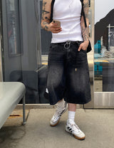 No.0769 washing wide 7 denim SHORTS
